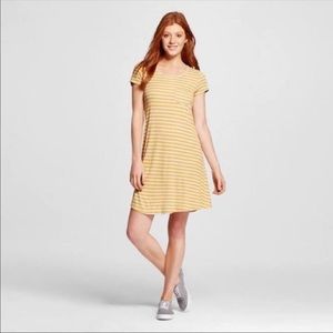 Mossimo Supply Co. Yellow Striped Tee Shirt Dress